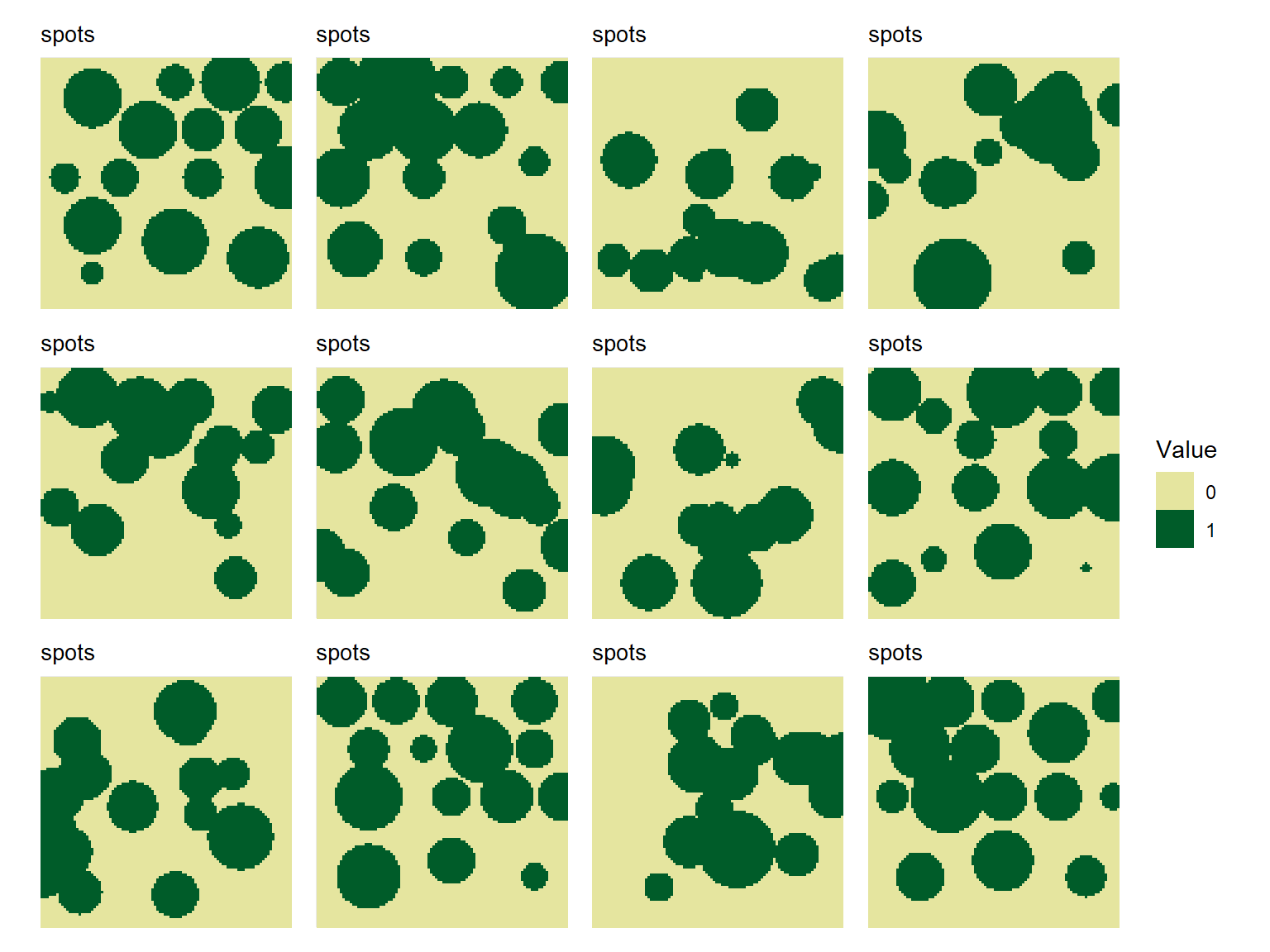 Grid showing landscapes with many large spots